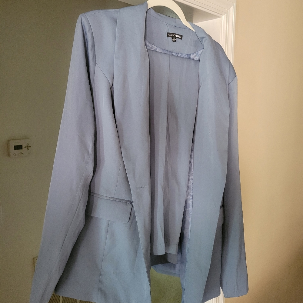 Blue pants suit